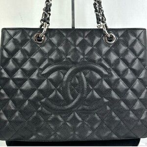 Chanel GST Black Quilted Caviar Leather Tote Bag